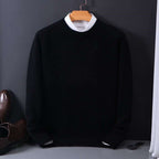 Callum | Mens Round Neck Slim Knitted Jumper - Black