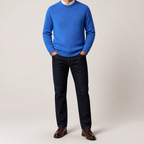 Callum | Mens Knitted Jumper Round Neck Slim Fit Sweater, Blue