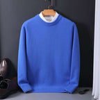 Callum | Mens Round Neck Slim Knitted Jumper - Bright Blue