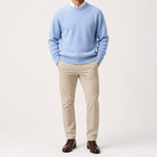 Callum | Mens Knitted Jumper Round Neck Slim Fit Sweater, Light Blue