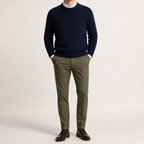 Callum | Mens Knitted Jumper Round Neck Slim Fit Sweater, Navy Blue