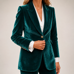 Camille | Womens Slim Fit Velvet Blazer Smart Tailored Jacket, Blue 3