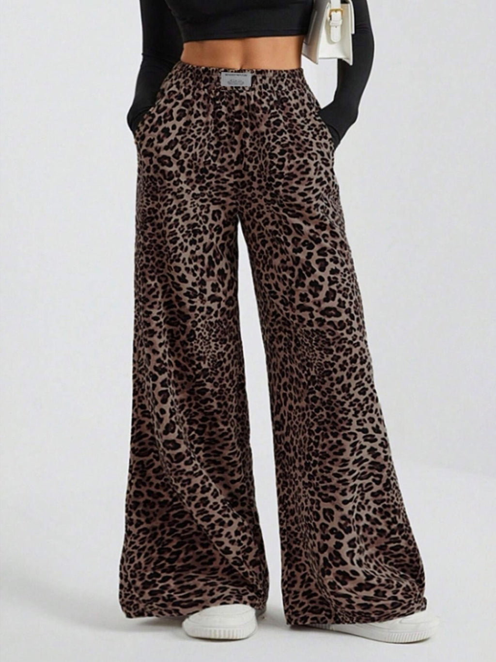 Cammie | Womens High Waisted Leopard Print Casual Wide Leg Palazzo Pants