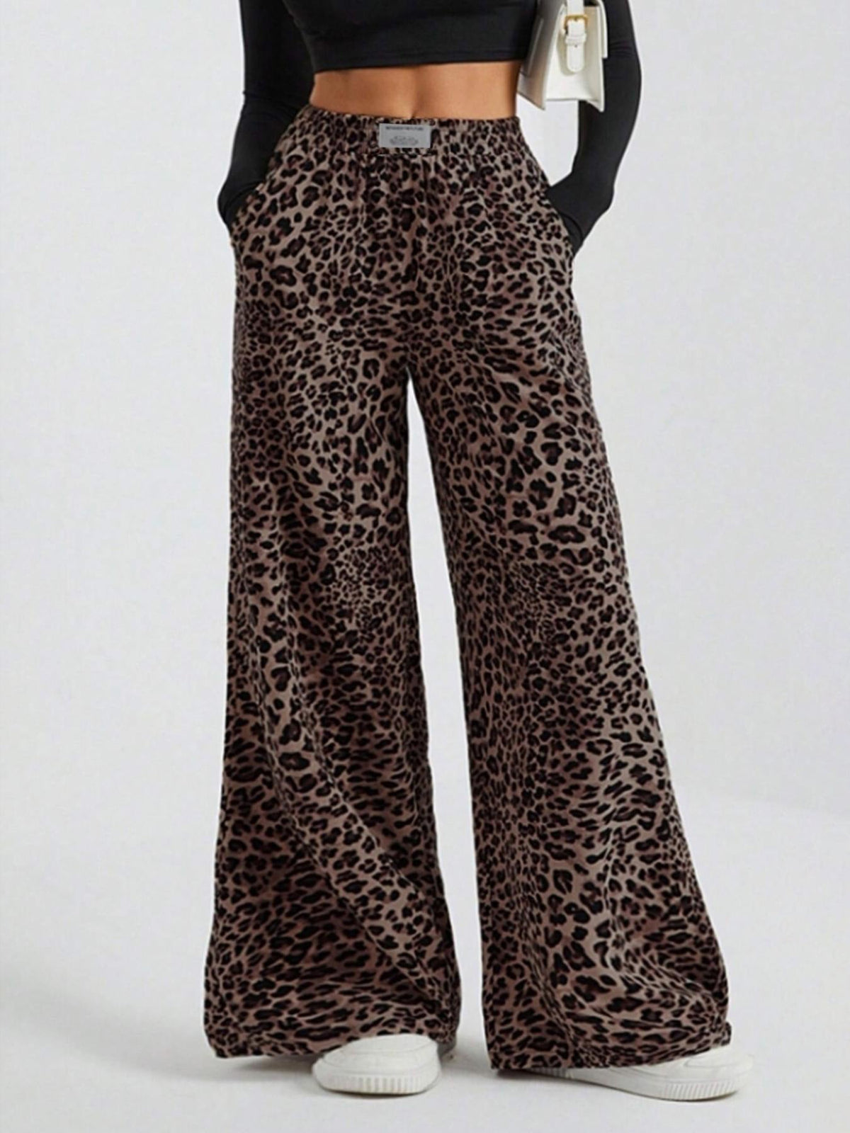Cammie | Womens High Waisted Leopard Print Casual Wide Leg Palazzo Pants