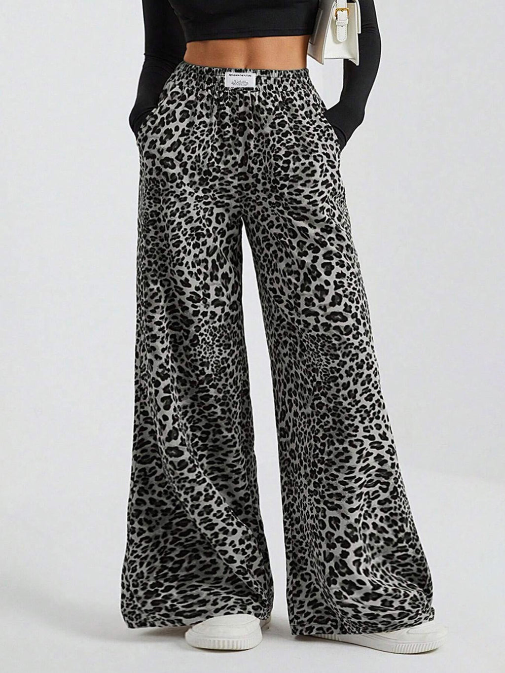 Cammie | Womens High Waisted Leopard Print Casual Wide Leg Palazzo Pants