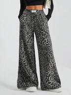 Cammie | Womens High Waisted Leopard Print Casual Wide Leg Palazzo Pants