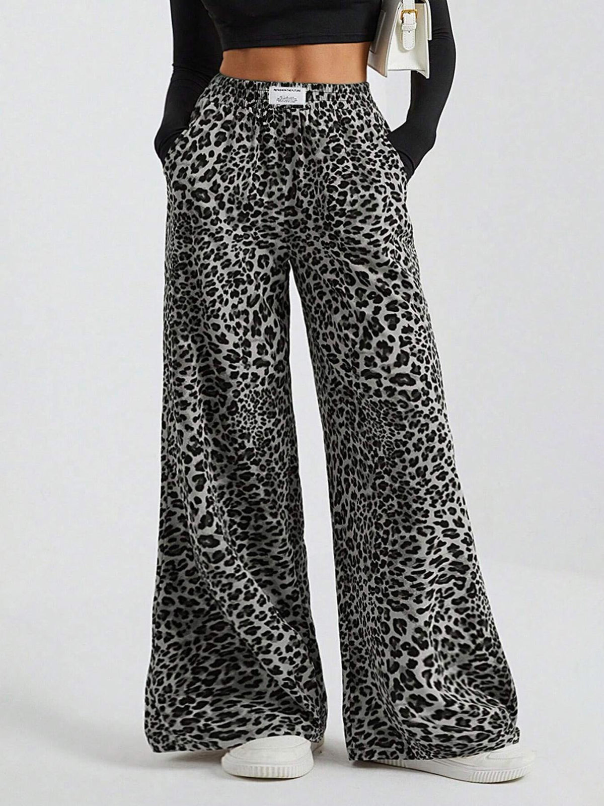 Cammie | Womens High Waisted Leopard Print Casual Wide Leg Palazzo Pants