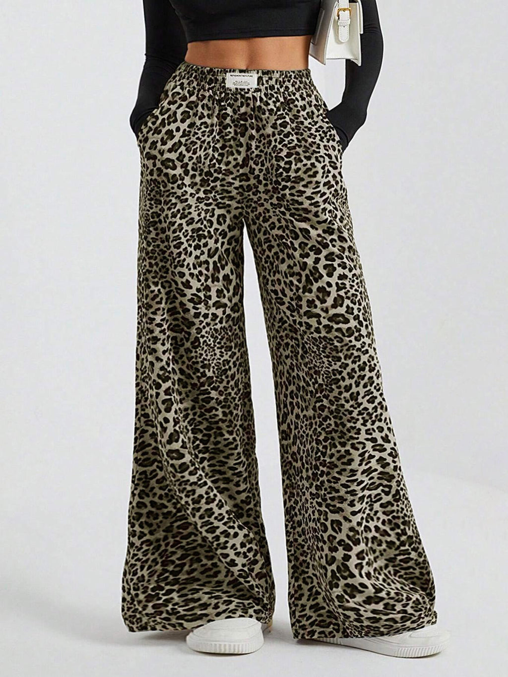 Cammie | Womens High Waisted Leopard Print Casual Wide Leg Palazzo Pants