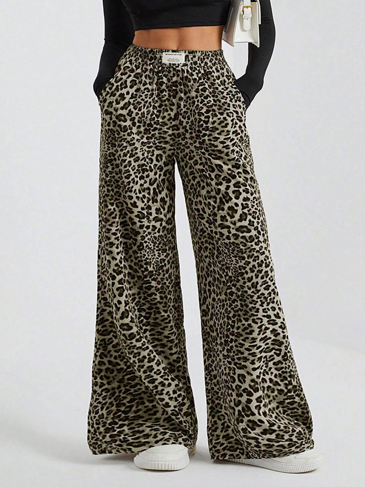 Cammie | Womens High Waisted Leopard Print Casual Wide Leg Palazzo Pants