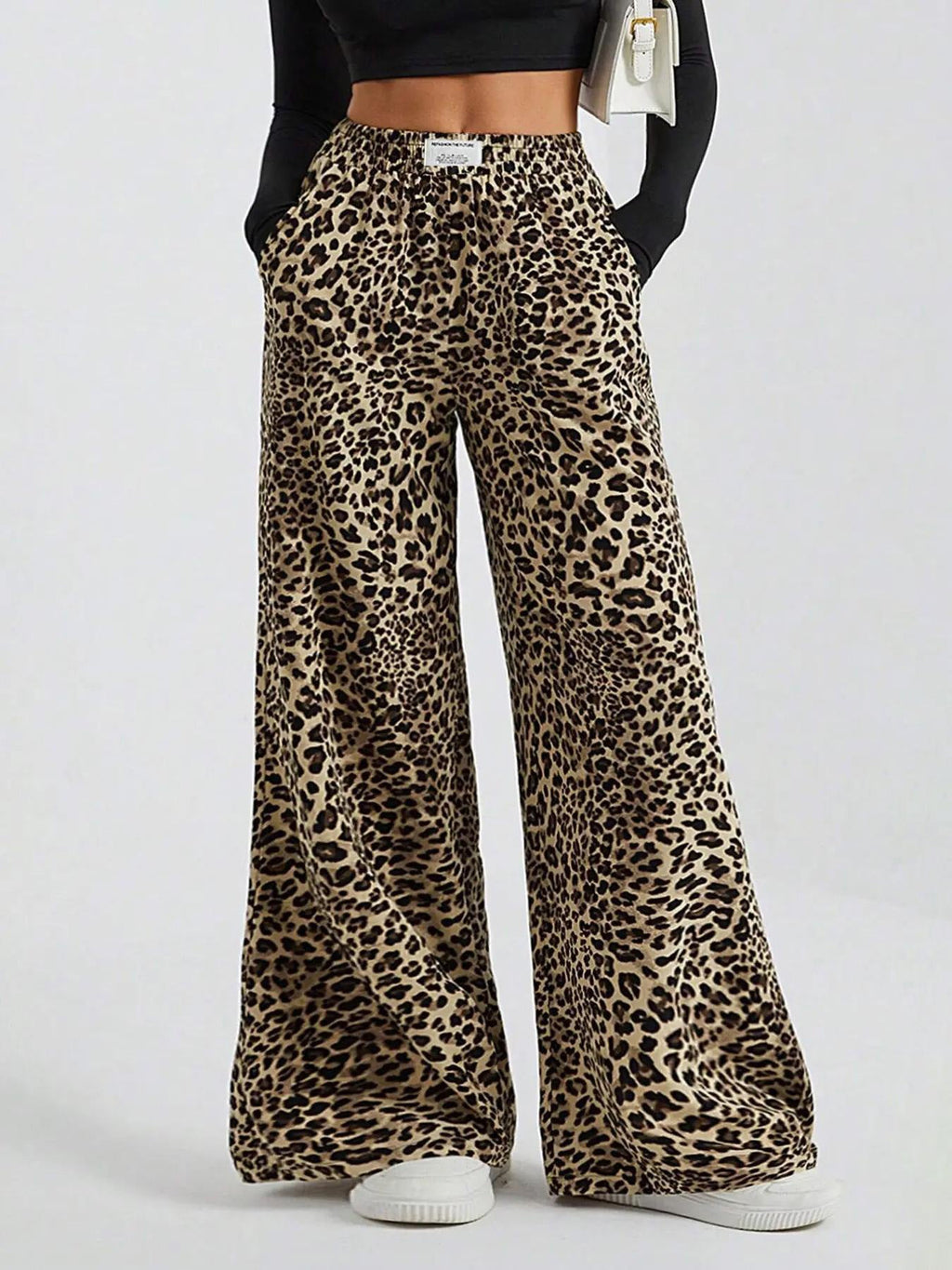 Cammie | Womens High Waisted Leopard Print Casual Wide Leg Palazzo Pants