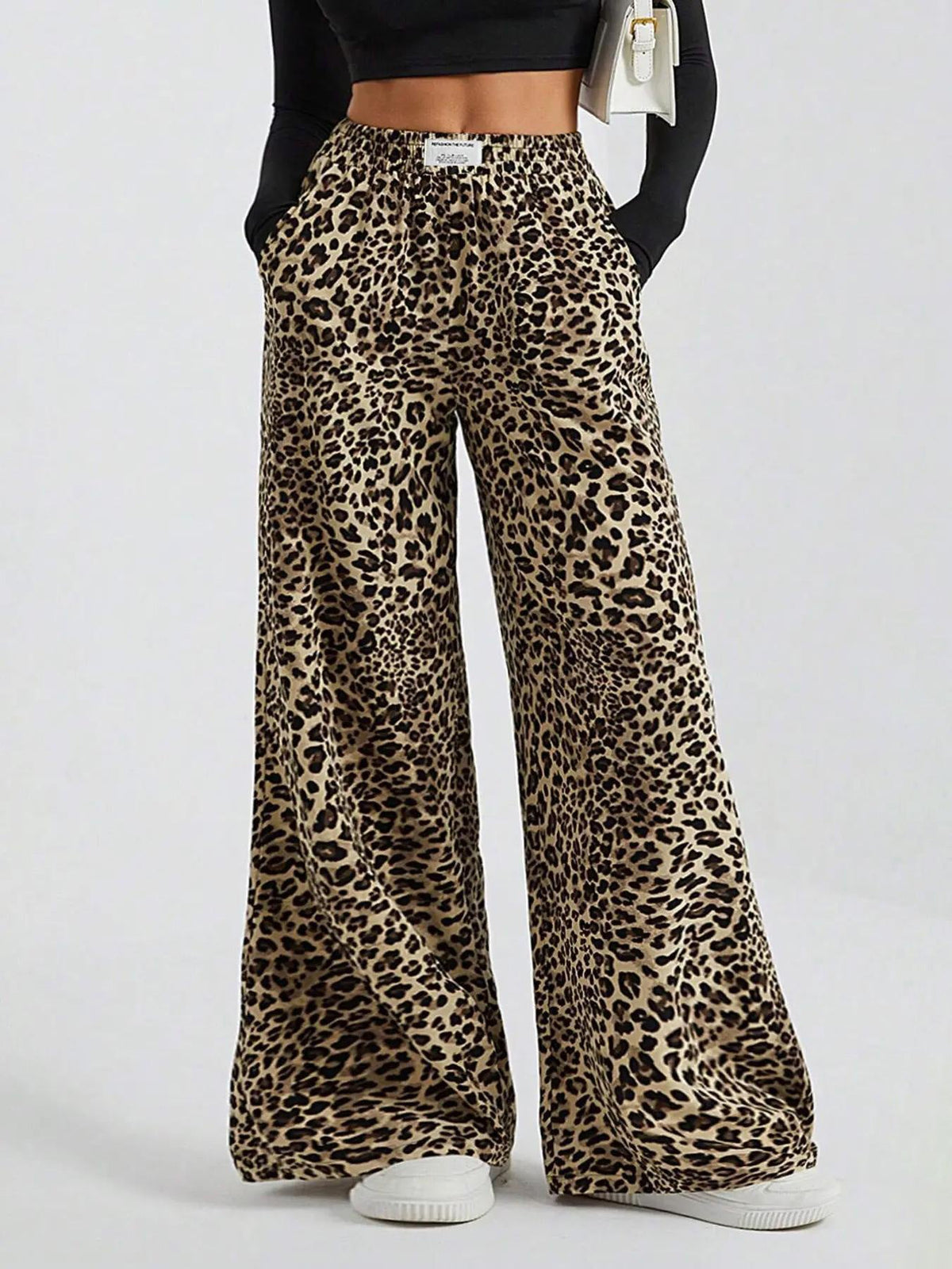 Cammie | Womens High Waisted Leopard Print Casual Wide Leg Palazzo Pants