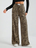 Cammie | Womens High Waisted Leopard Print Casual Wide Leg Palazzo Pants