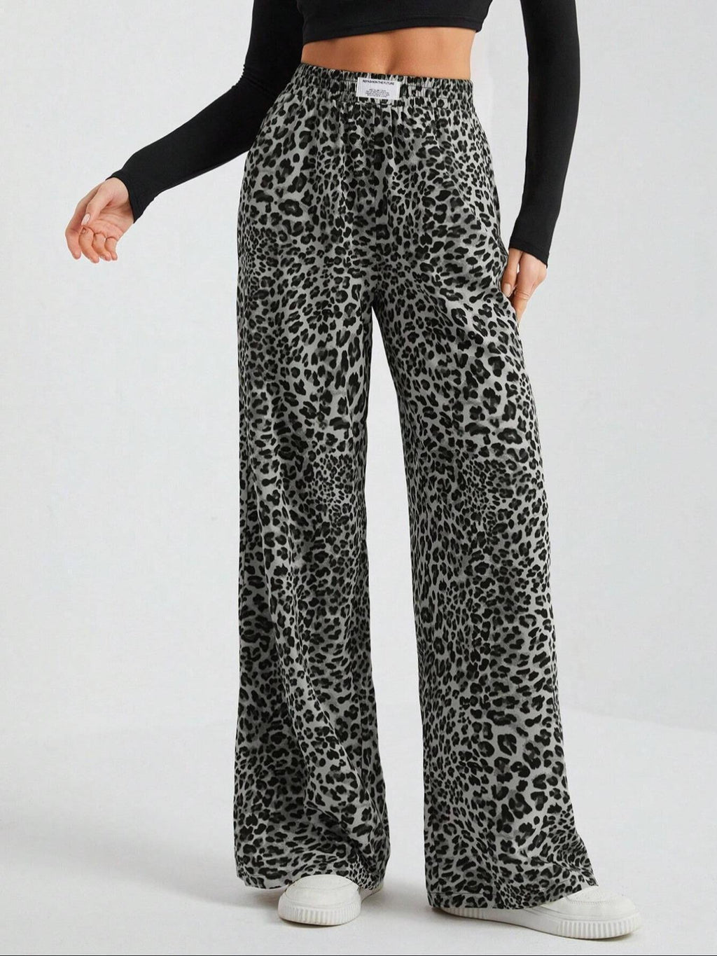 Cammie | Womens High Waisted Leopard Print Casual Wide Leg Palazzo Pants