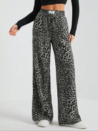 Cammie | Womens High Waisted Leopard Print Casual Wide Leg Palazzo Pants