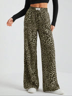 Cammie | Womens High Waisted Leopard Print Casual Wide Leg Palazzo Pants