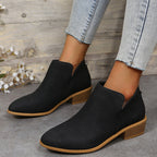 Cara | Womens Pointed Toe Chunky Block Heel Pumps Back Zip Dress Shoes