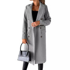 Carla | Womens Double Breasted Longline Winter Wool Coat With Pockets