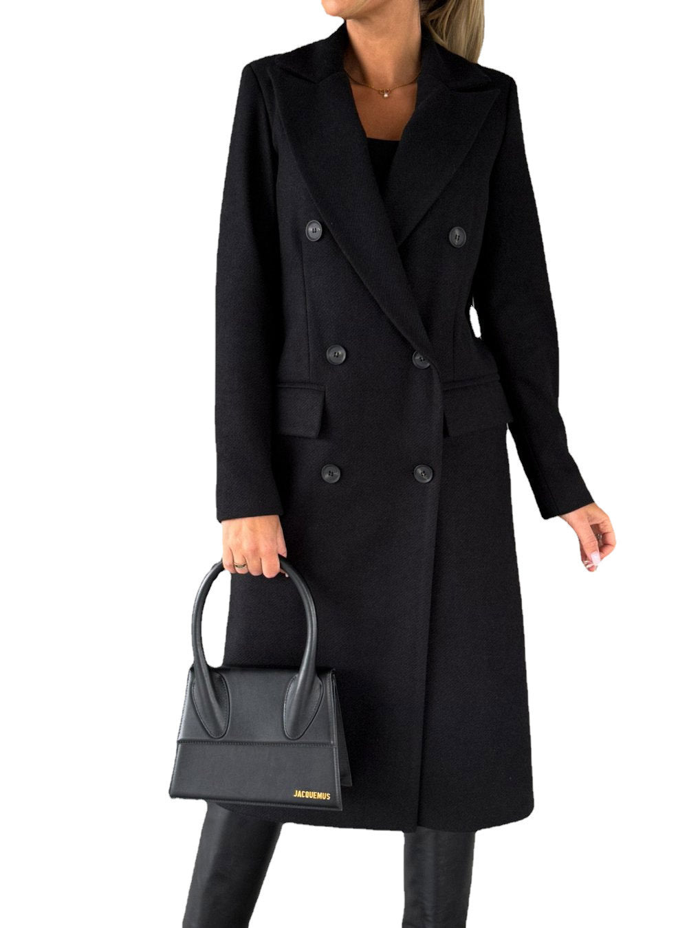 Carla | Womens Double Breasted Longline Winter Wool Coat With Pockets