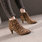 Carmela | Womens Suede Pointed Toe Stiletto Heel Ankle Boots Back Zip Booties