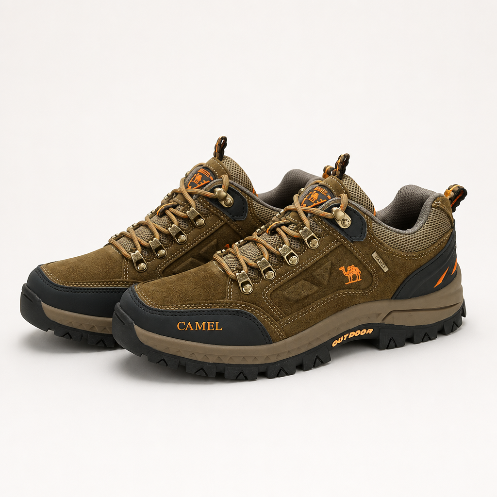Caroline | Womens Waterproof Leather Non Slip Walking Hiking Shoes, Khaki