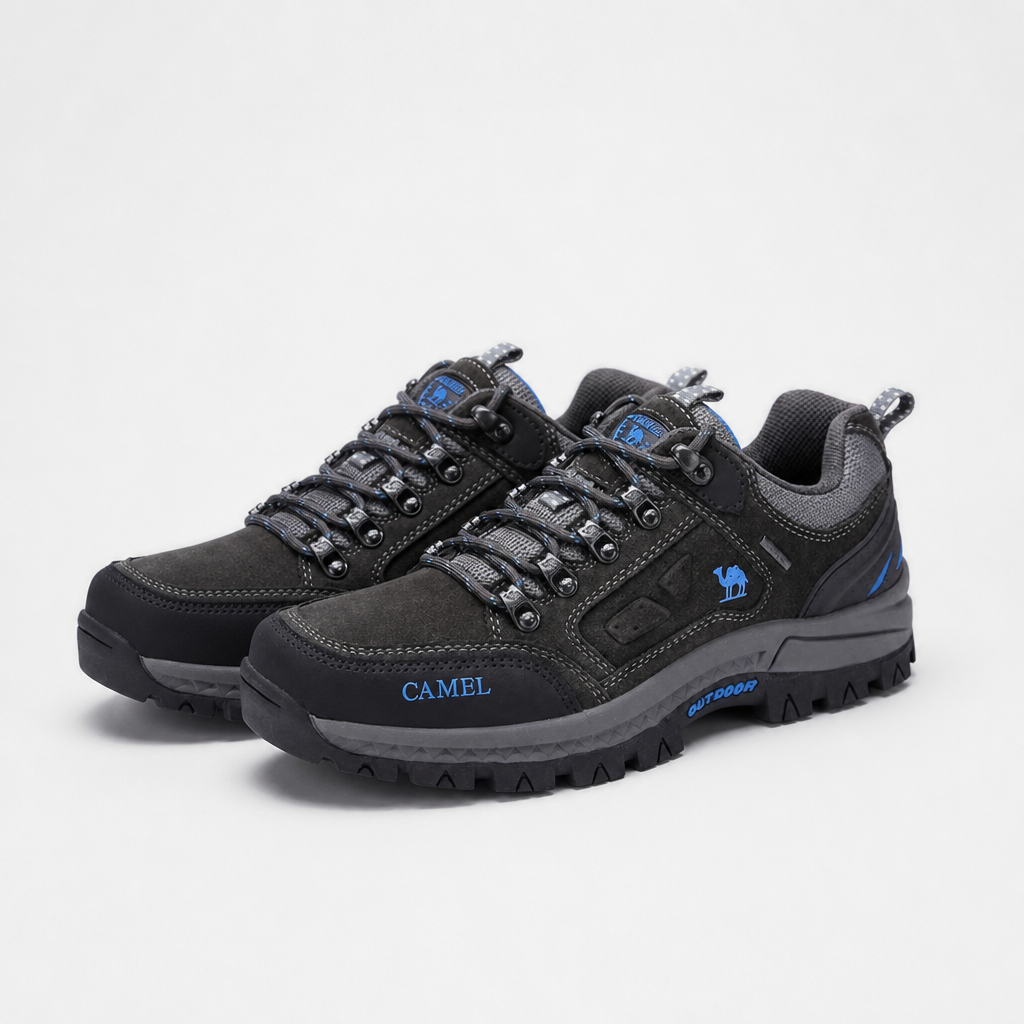 Caroline | Womens Waterproof Leather Non Slip Walking Hiking Shoes, Grey