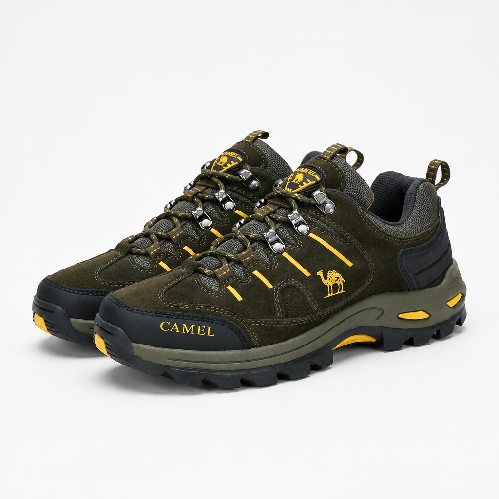 Caroline | Womens Waterproof Leather Non Slip Walking Hiking Shoes, Army Green