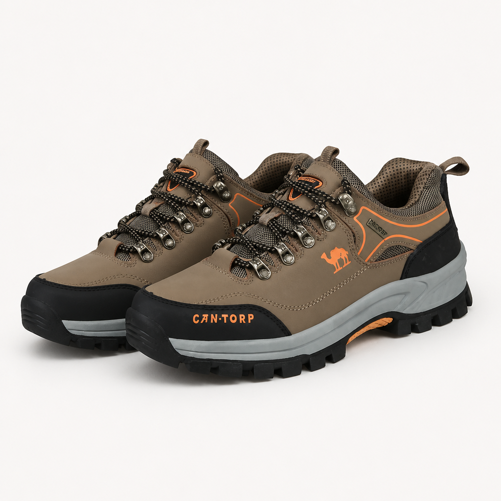Caroline | Womens Waterproof Leather Non Slip Walking Hiking Shoes, Khaki 3