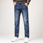 Carter | Mens Slim Fit Stretch Tapered Straight Leg Denim Jeans, Blue Fleece