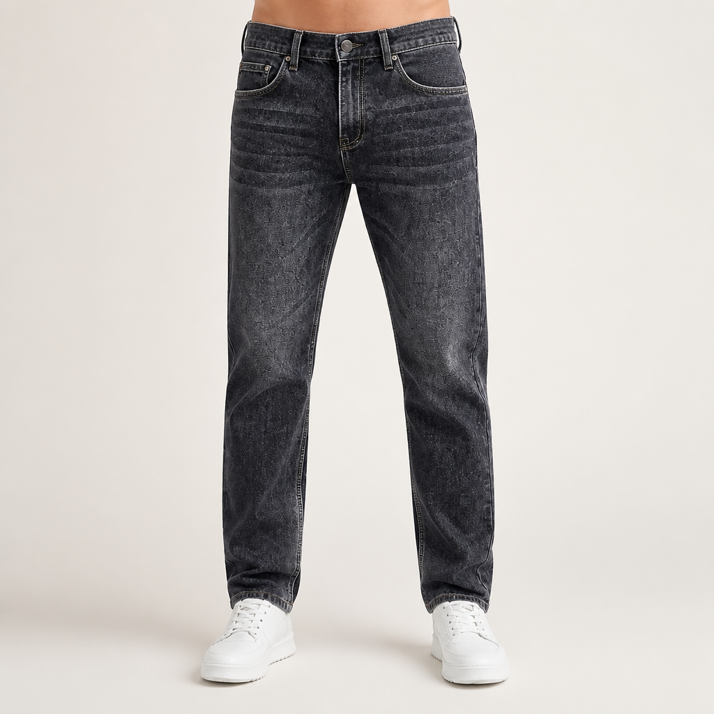 Carter | Mens Slim Fit Stretch Tapered Straight Leg Denim Jeans, Blue Grey