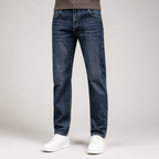 Carter | Mens Slim Fit Stretch Tapered Straight Leg Denim Jeans, Blue Grey Fleece