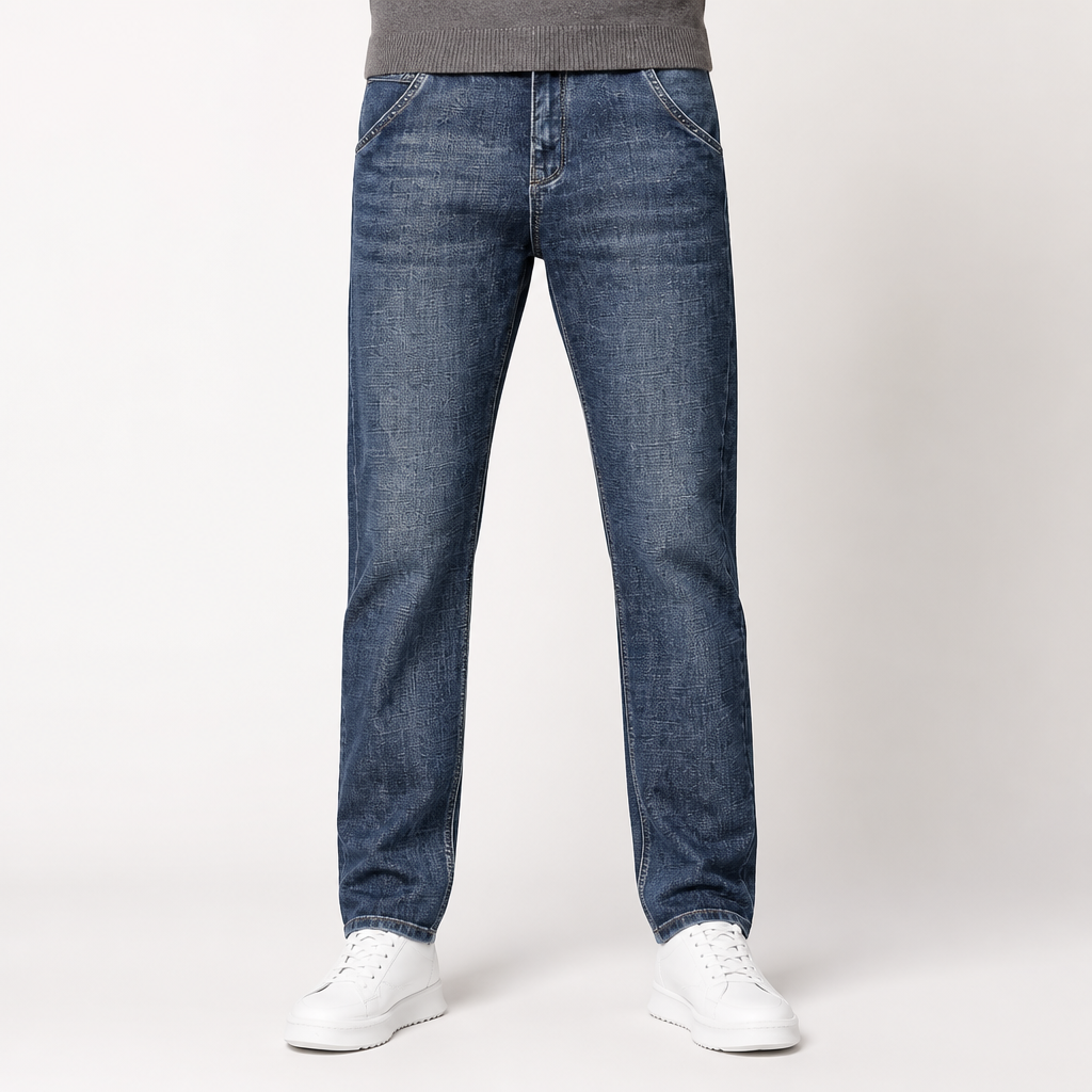 Carter | Mens Slim Fit Stretch Tapered Straight Leg Denim Jeans, Vintage Blue