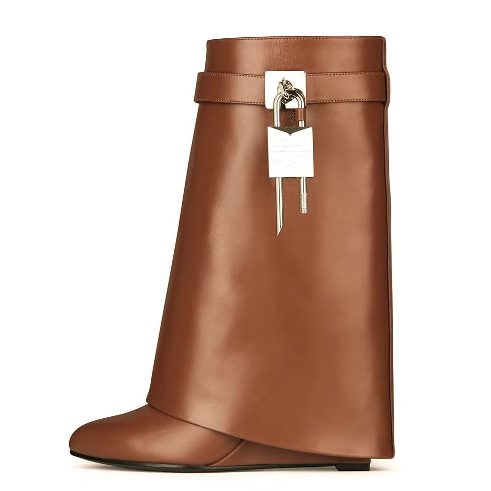 Carys | Womens Platform Heeled Buckle Round Toe Ankle Boots