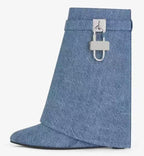 Carys | Womens Platform Heeled Buckle Round Toe Ankle Boots