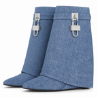 Carys | Womens Platform Heeled Buckle Round Toe Ankle Boots