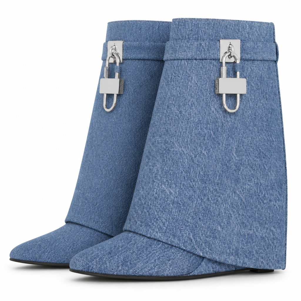 Carys | Womens Platform Heeled Buckle Round Toe Ankle Boots