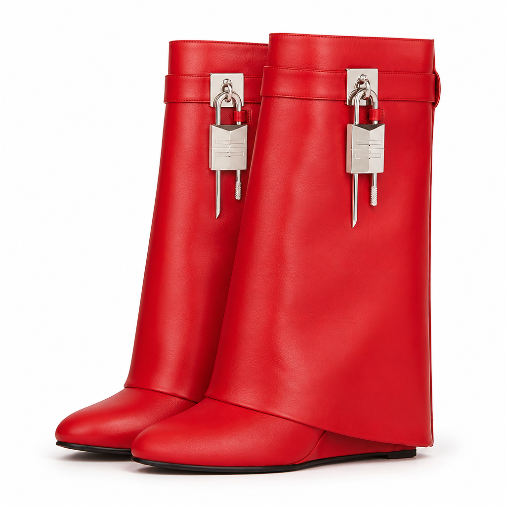 Carys | Womens Platform Heeled Buckle Round Toe Ankle Boots