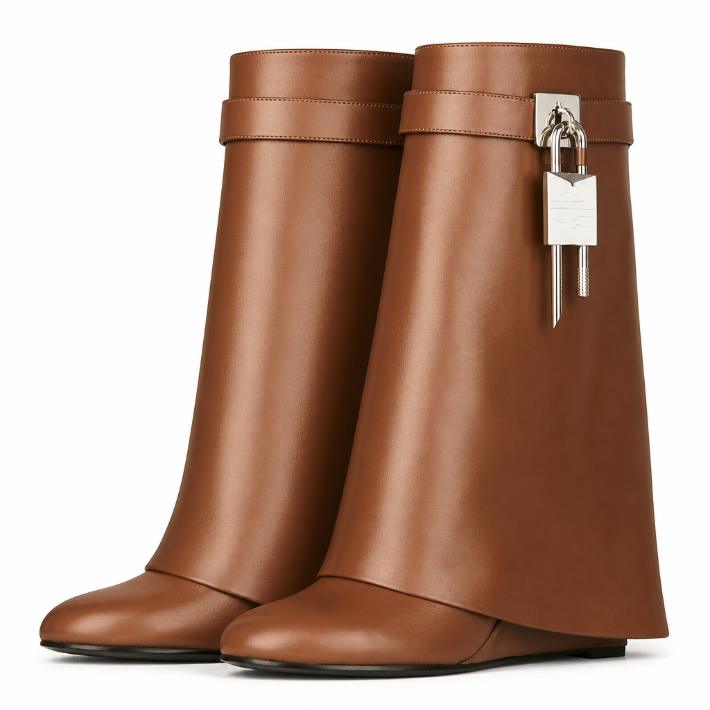 Carys | Womens Platform Heeled Buckle Round Toe Ankle Boots