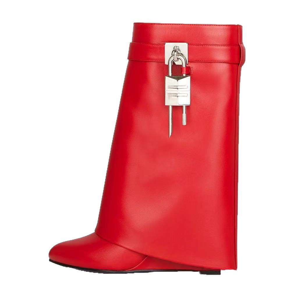 Carys | Womens Platform Heeled Buckle Round Toe Ankle Boots