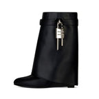 Carys | Womens Platform Heeled Buckle Round Toe Ankle Boots