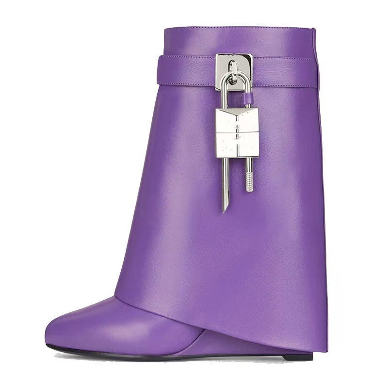 Carys | Womens Platform Heeled Buckle Round Toe Ankle Boots