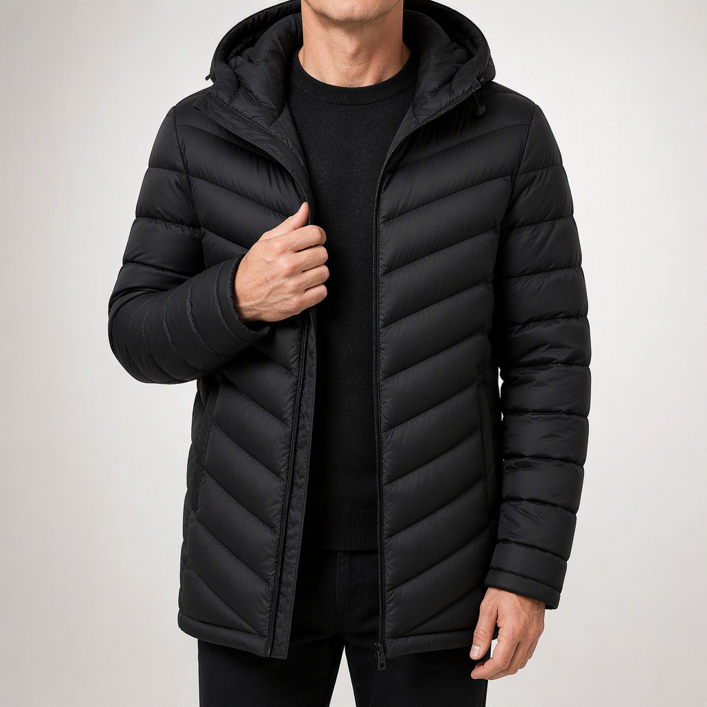 Cash | Mens Puffer Jacket Lightweight Padded Winter Quilted Coat, Black