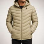 Cash | Mens Puffer Jacket Lightweight Padded Winter Quilted Coat, Khaki