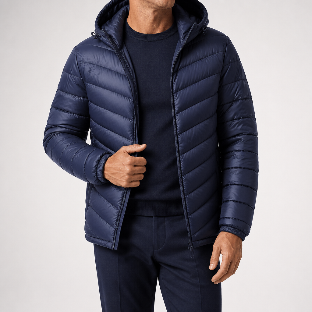 Cash | Mens Puffer Jacket Lightweight Padded Winter Quilted Coat, Blue