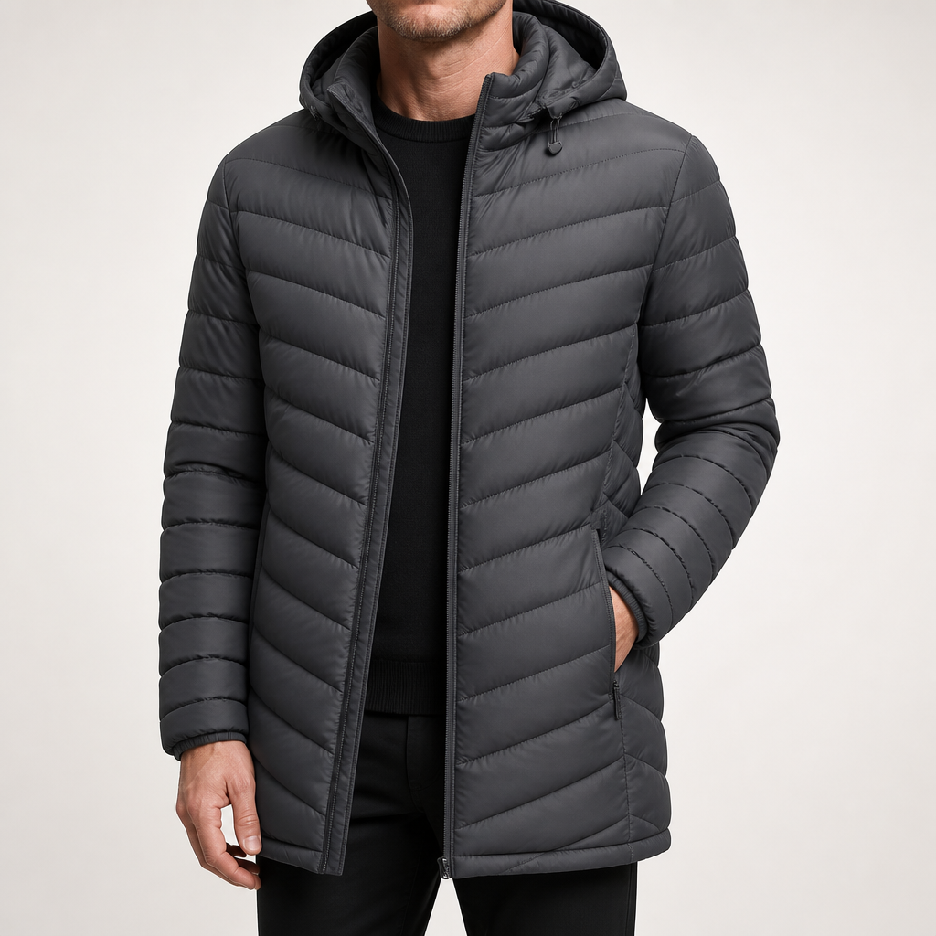 Cash | Mens Puffer Jacket Lightweight Padded Winter Quilted Coat, Grey