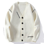 Cassian | Mens V Neck Cardigan Contrast Line Warm Knit - 7