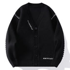 Cassian | Mens V Neck Cardigan Contrast Line Warm Knit - 8