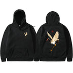 Cassius | Mens Crane Print Hoodie Streetwear Sweatshirt - 6