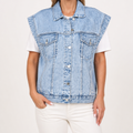 Catalina | Womens Sleeveless Slim Fit Denim Vest, Blue
