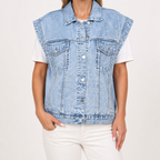 Catalina | Womens Sleeveless Slim Fit Denim Vest, Blue