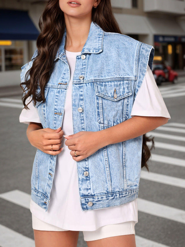 Catalina | Womens Sleeveless Slim Fit Denim Vest
